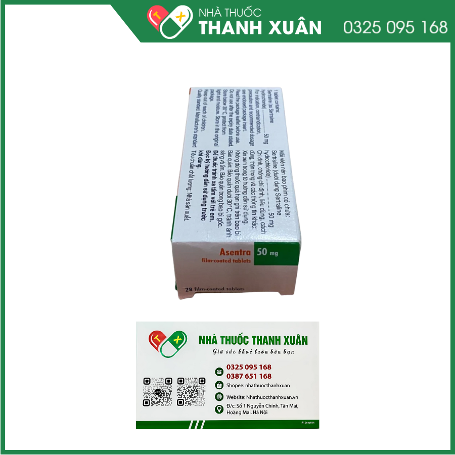 Asentra 50 mg điều trị trầm cảm và các rối loạn lo âu, hoảng sợ